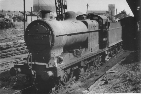 44123 at what is thought to be Gloucester shed in the 1960s. Note the  generally filthy condition of the loco, with the exception of the cab side,  which some brave soul has attempted to clean.